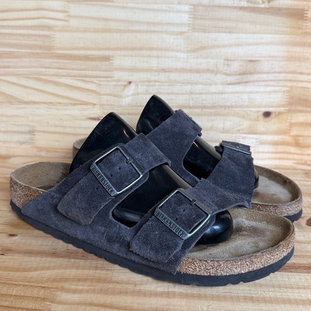 Birkenstock Grey Suede Arizona Soft Foot Bed NARROW Sandal size 40